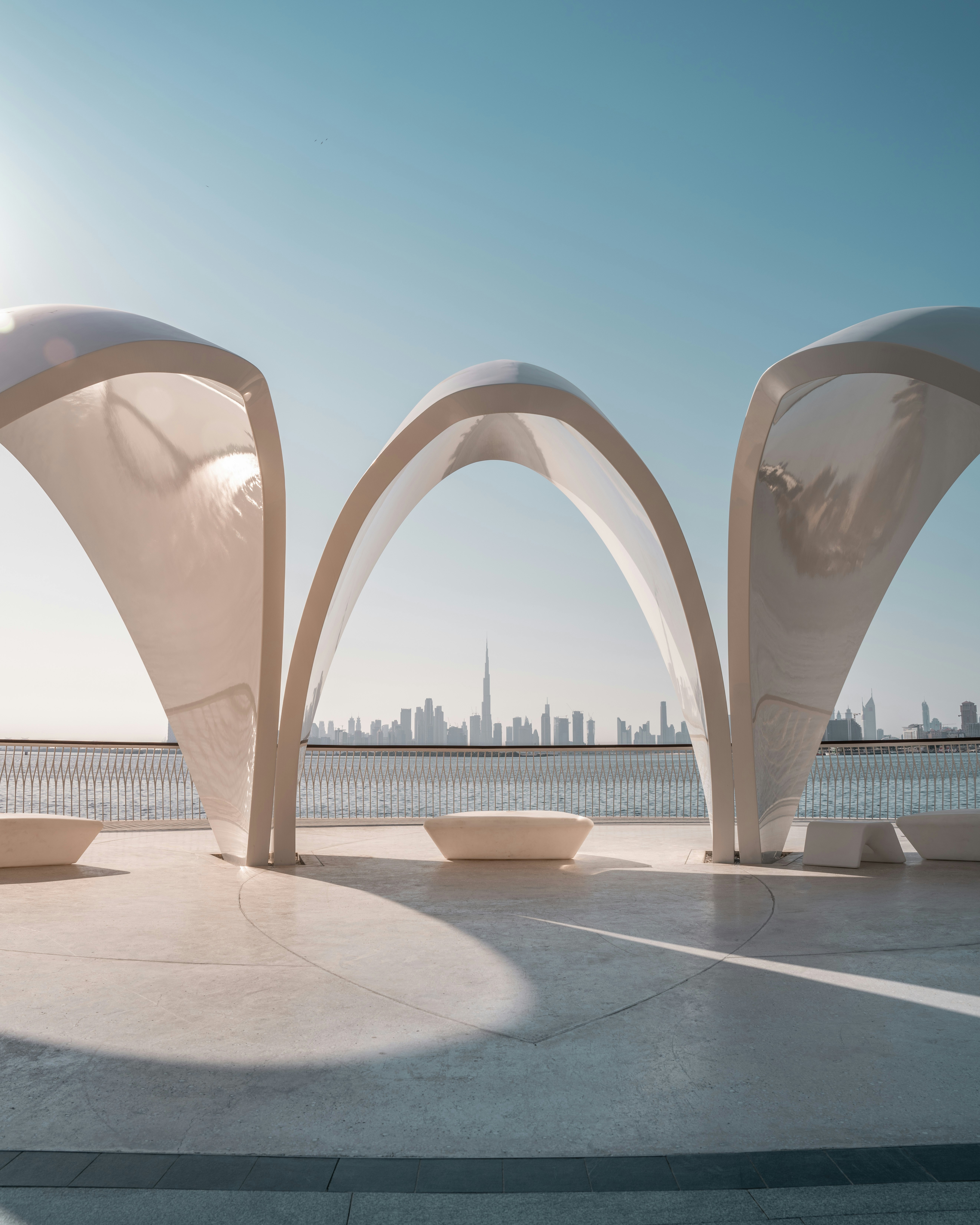 Panoramic view of Downtown Dubai skyline at dusk